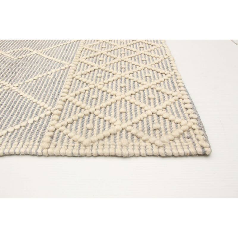 ECARPETGALLERY Braid weave Sienna Grey Wool Rug - 5'0 x 7'10