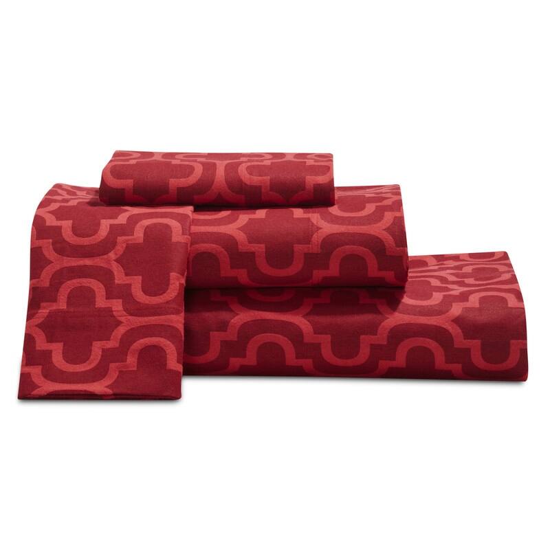 Superior Flannel Cotton Trellis Pocket Bed Sheet Set