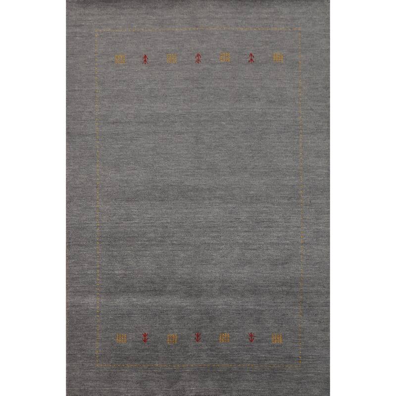 Hand Knotted Oriental 100% Wool Carpet Tribal Tribal Greys & Charcoal Gabbeh Area Rug - 7' 10'' X 5' 8''