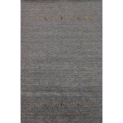 Hand Knotted Oriental 100% Wool Carpet Tribal Tribal Greys & Charcoal Gabbeh Area Rug - 7' 10'' X 5' 8''