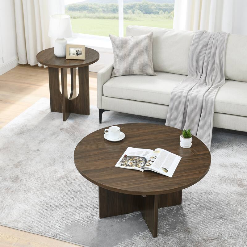 Minimalist Solid Wood Coffee Table, Modern Design with Waterproof Surface, 330 lbs Capacity