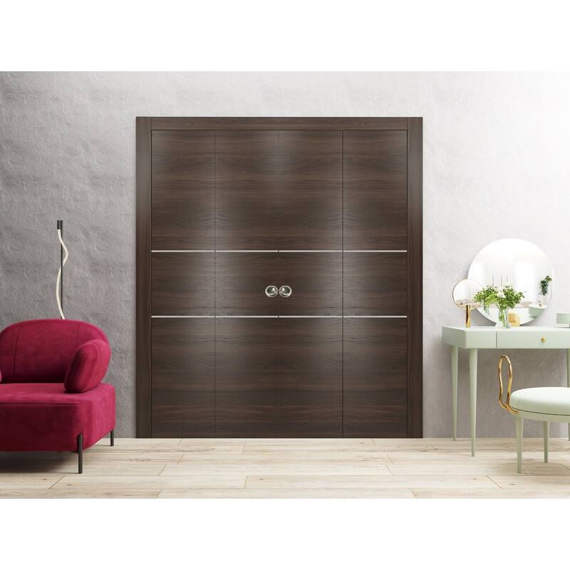 Double Bi-fold Doors Planum 0110 Chocolate Ash with Sturdy Tracks