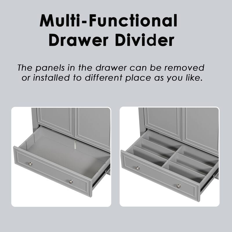 34.8" Tall Solid Wood with MDF 2-Door Freestanding in Grey with Ceramic Basin - 30"x18"