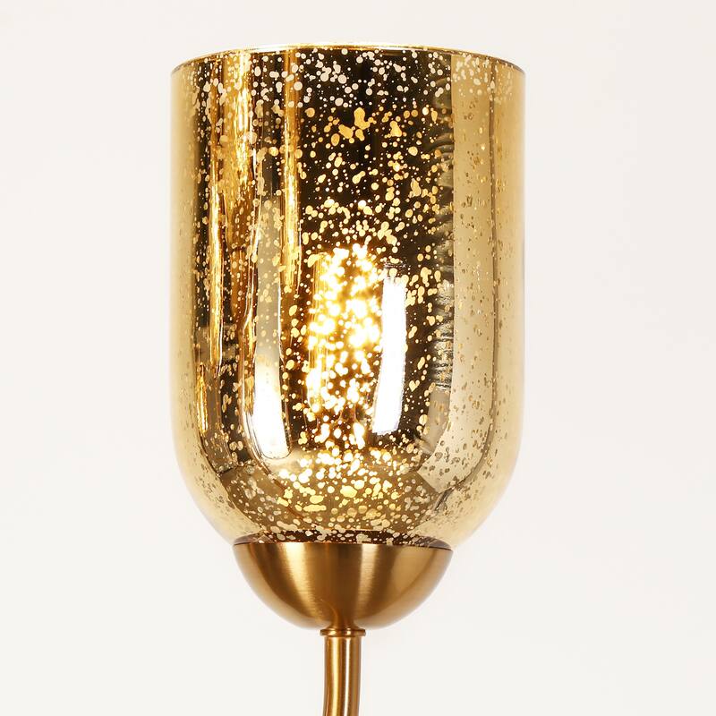 Modern 8-Light Gold Chandelier with Textured Wine Glass Shades for Dining Living Room