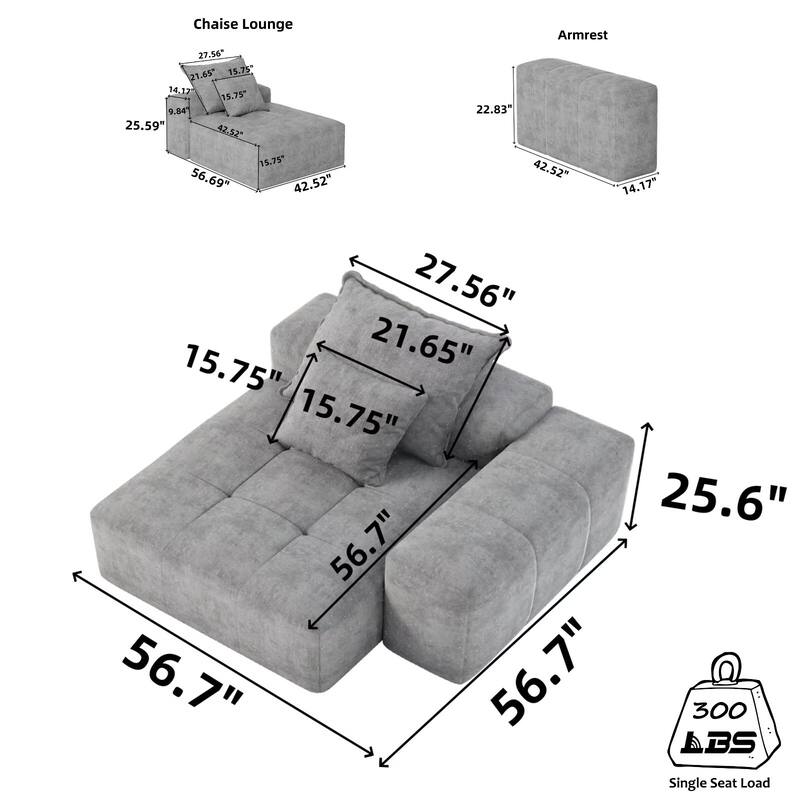 Oversized Modular Sectional Sofa,Sparkling Chenille Fabric,DIY Sofa
