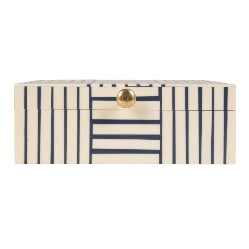 Resin Box with Striped Block Pattern and Gold Clasp