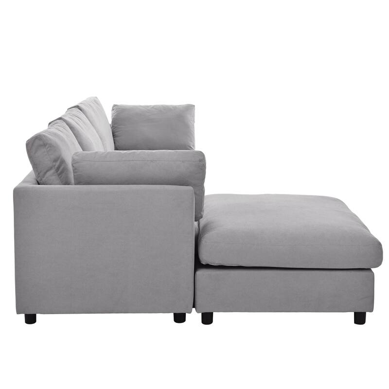 L Shaped Deep Cushion Convertible Sectional Sofa with Reversible Chaise