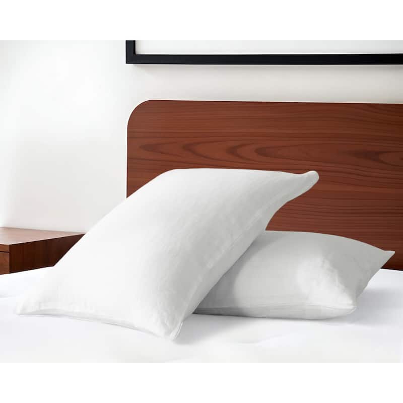 HomeRoots Set of Two Ivory Linen Pillowcases - King - White
