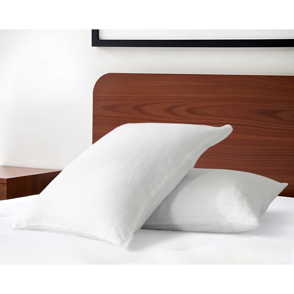 HomeRoots Set of Two Ivory Linen Pillowcases
