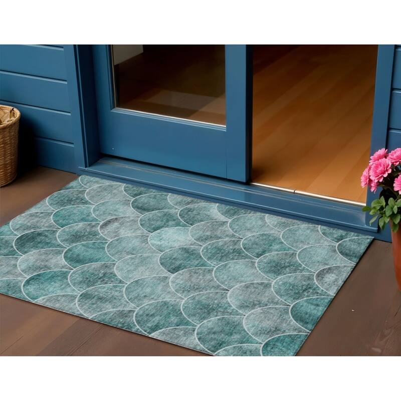 HomeRoots Abstract Transitional Rectangle Outdoor Rug - 3' x 5'