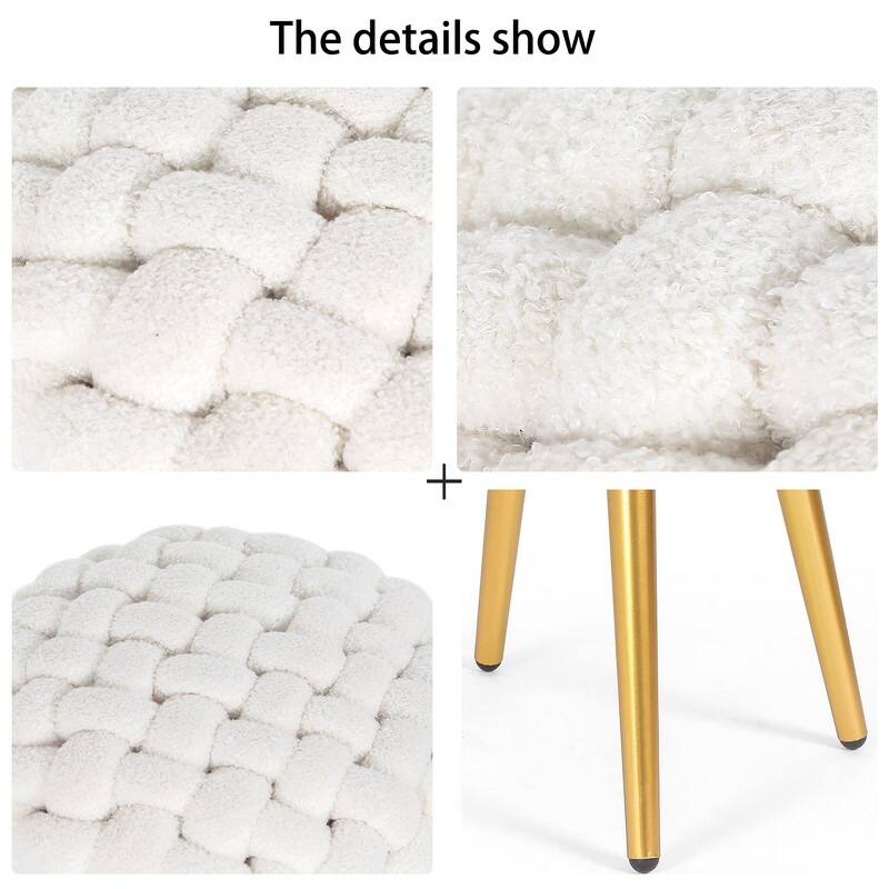 Adeco Round Velvet Ottoman Foot Rest Stool