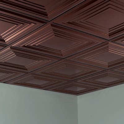 FASÄDE Traditional Style 3 Decorative Vinyl 2ft x 2ft Lay in Ceiling Panel in Oil Rubbed Bronze (5 Pack)