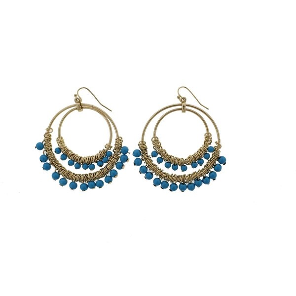 Kenneth Jay Lane Womens Dangle Earring Double Hoop Fashion Kenneth Jay Lane Womens Dangle Earring Double Hoop Fashion Gold Turquoise