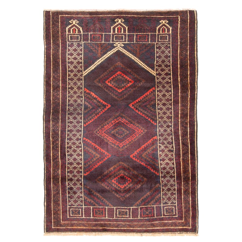 ECARPETGALLERY Hand-knotted Teimani Dark Grey Wool Rug - 3'3 x 4'8