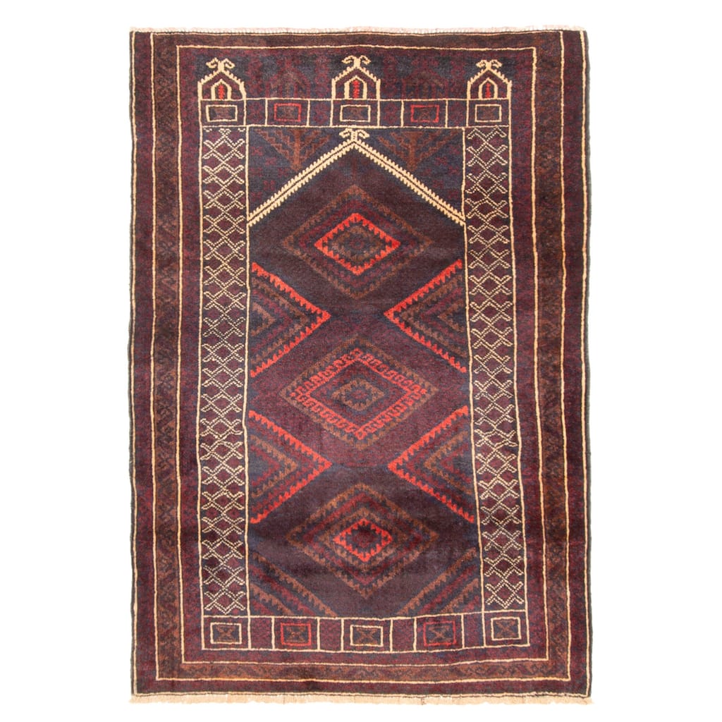 ECARPETGALLERY Hand-knotted Teimani Dark Grey Wool Rug - 3'3 x 4'8