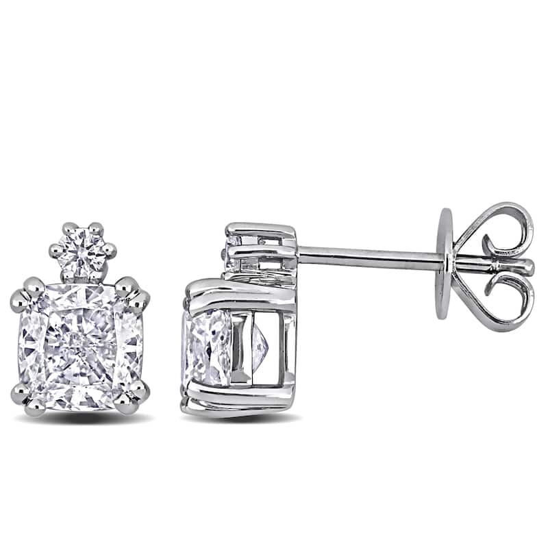 Miadora 2 1/10ct TDW Cushion-Cut and Round-Cut Diamond Stud Earrings 14k White Gold