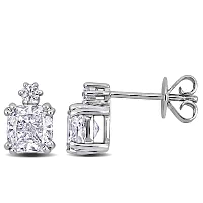 Miadora 2 1/10ct TDW Cushion-Cut and Round-Cut Diamond Stud Earrings 14k White Gold