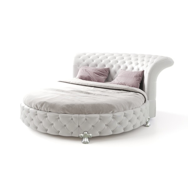 Sofacraft White Velvet Florence Round King Size Bed. Opens flyout.