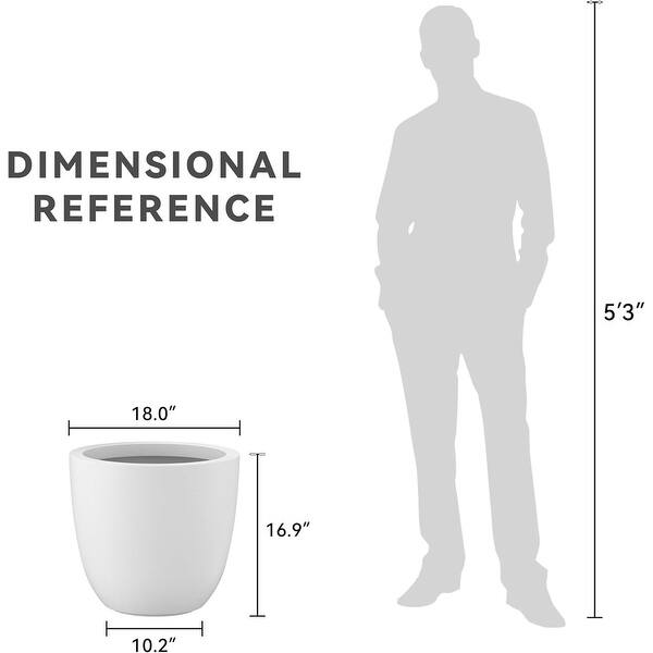 dimension image slide 8 of 11, Kante 18 Inch Dia Round Concrete Planter, Indoor Outdoor Large Plant Pot