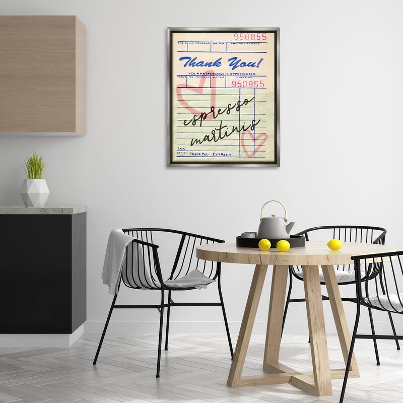Stupell Espresso Martinis Guest Check Framed Floater Canvas Wall Art Design By Lil' Rue