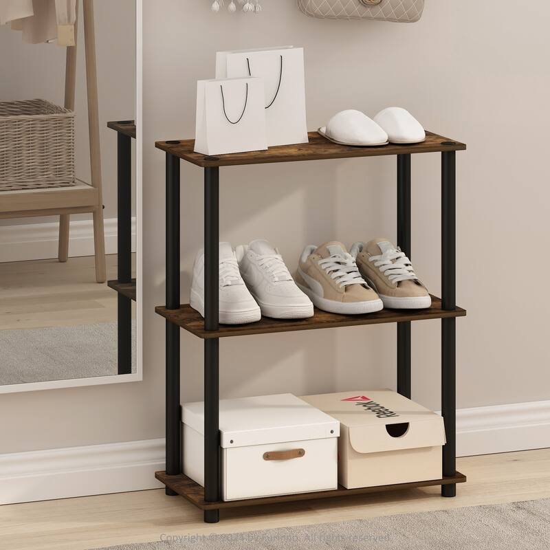 Furinno Turn-N-Tube 3-Tier Compact Multipurpose Shelf Display Rack,Americano/Black