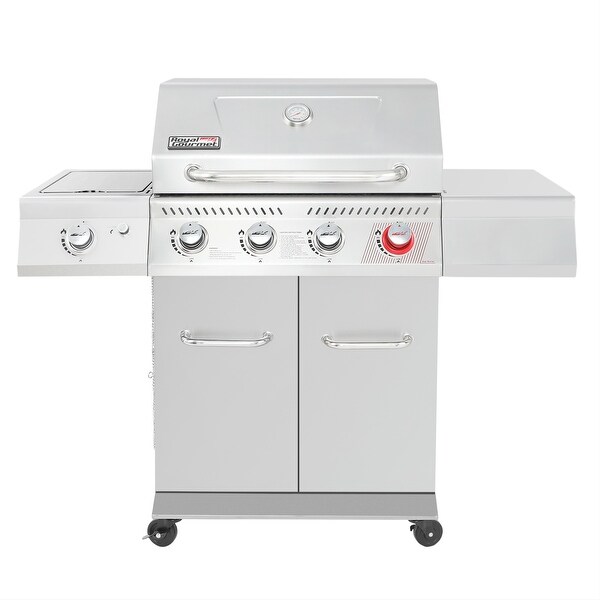 Royal Gourmet GA4402S Stainless Steel 4 Burner BBQ Cabinet Style Gas Grill with Sear Burner and Side Burner Silver