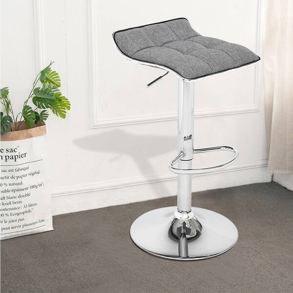 slide 2 of 9, Soft-Packed Fabric Square Board Curved Foot Bar Stools Set of 2