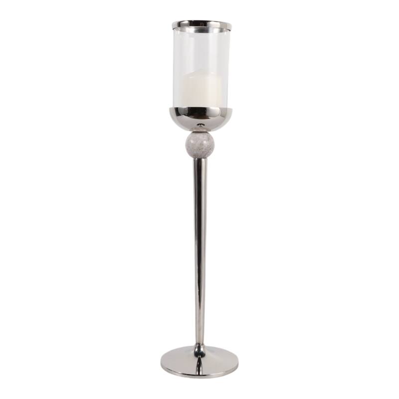 Metal Marble Floor Candle Holder Elegant Sculptural Hurricane