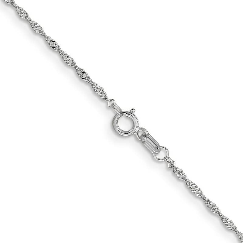 Curata 10k White Gold Solid 1.0mm Sparkle Singapore Chain Necklace Options: 16 18 20 22