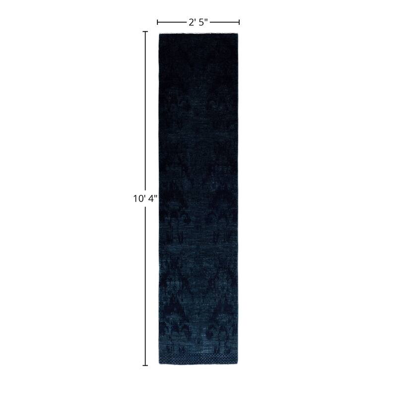 Overdyed One-of-a-Kind Hand-Knotted Area Rug - Black - 2' 5" x 10' 4"