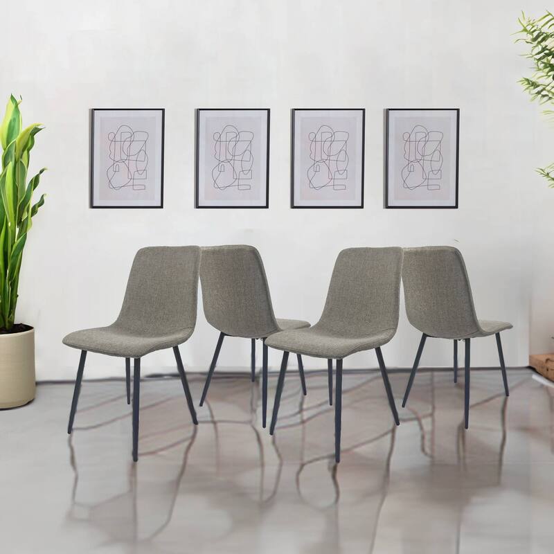 MDF Dining Table and Dining Chairs Set of 4,Wooden Kitchen Table Set,Metal Base & Legs,Dining Room Table and Linen Chairs