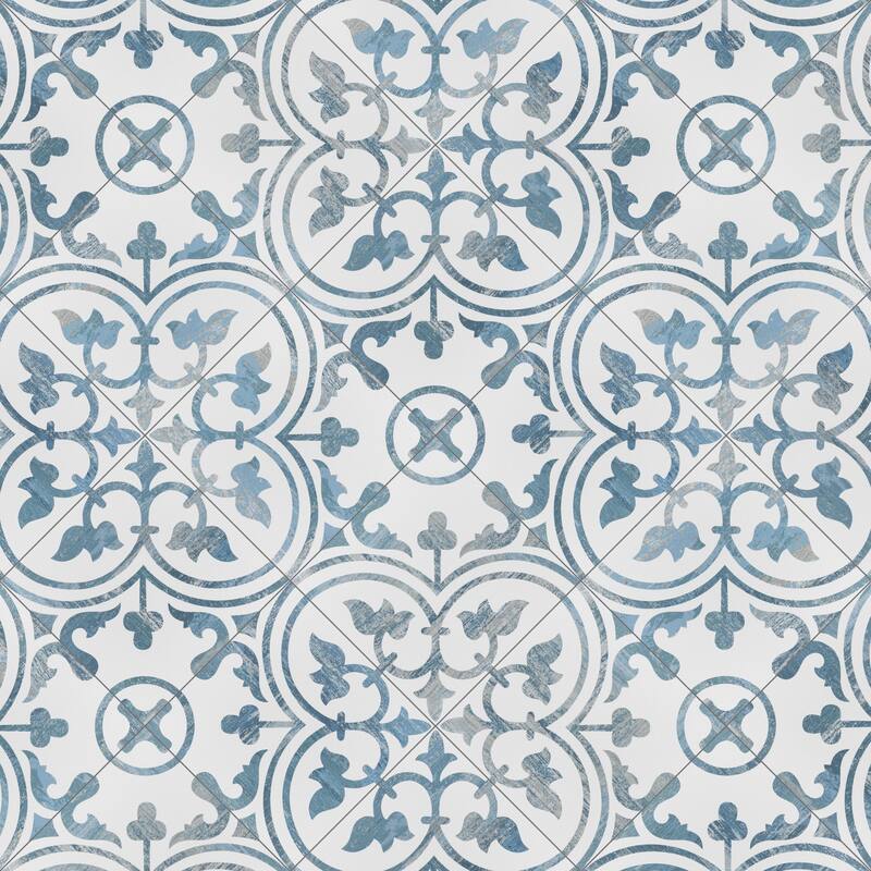 Merola Tile Cassis Arte Blue 9-3/4" x 9-3/4" Porcelain Floor and Wall Tile