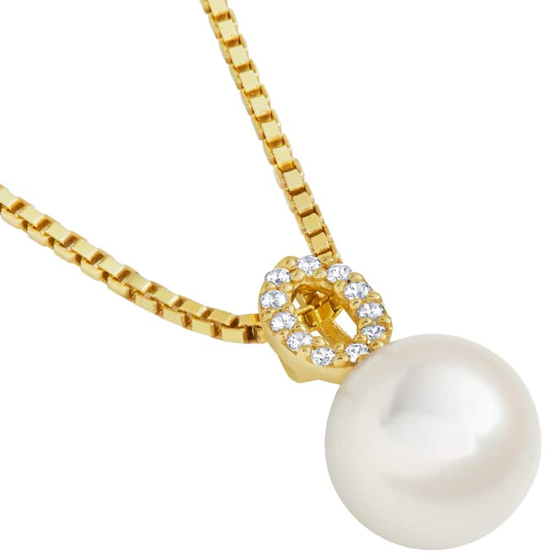 Oravo 14k Yellow Gold Freshwater Pearl Minimalist Pendant Necklace