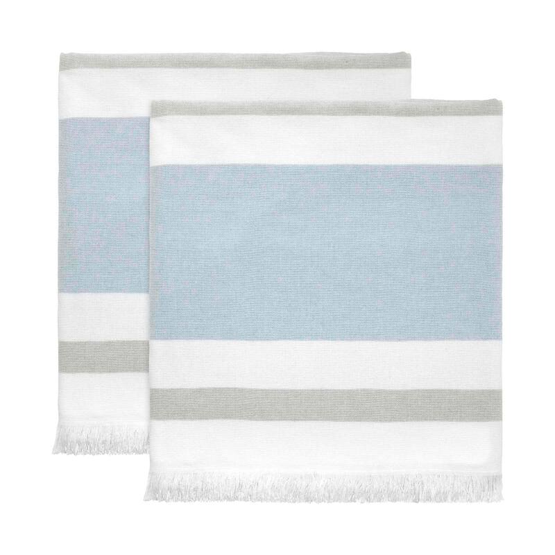 Izod Clubhouse Stripe Blue 2-Pack Bath Towel Set - Bath Towel 2pk Set