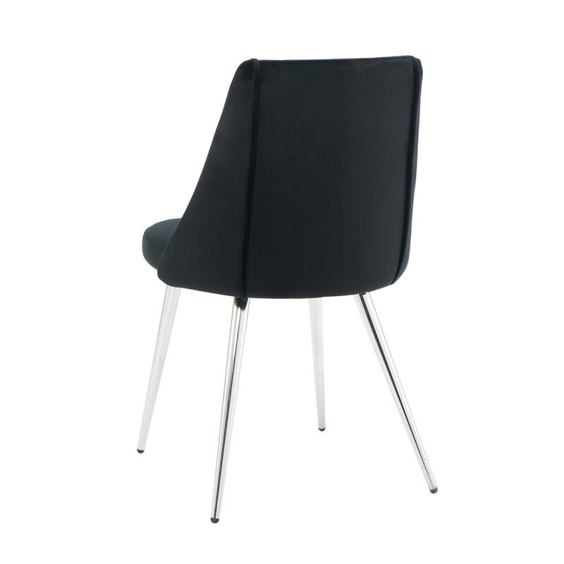 Modern/Simple Velvet Fabric Dining Chairs with Chrome Metal Legs Set of 4
