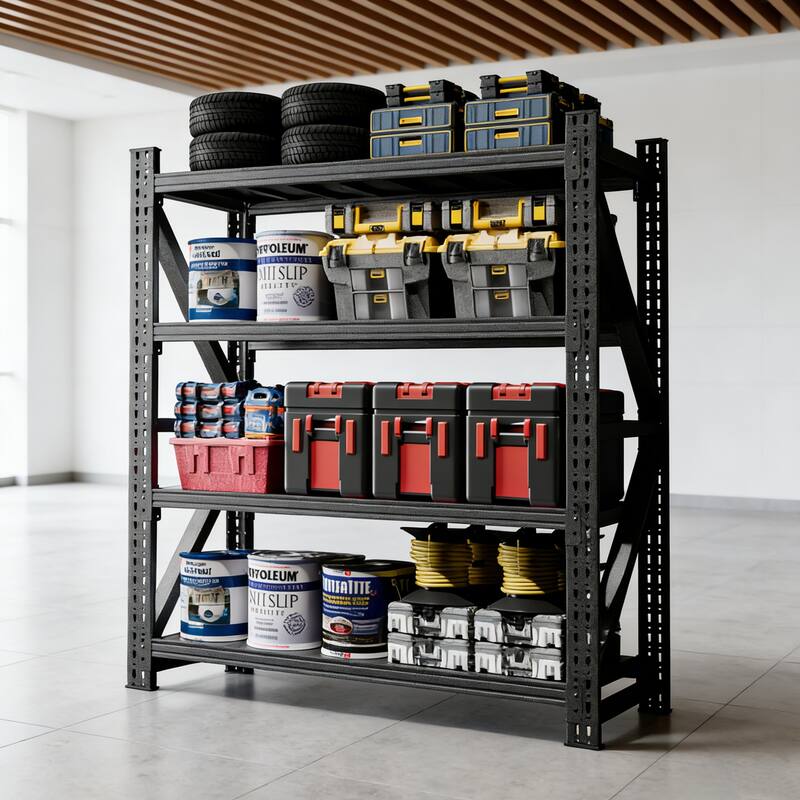 Heavy Duty Metal Adjustable Garage Shelves, 4000LBS Storage Rack Industrial Shelving Unit for Warehouse
