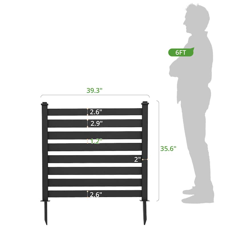 Courtyard Privacy Fence No Pit Digging Type, More Convenient For Outdoor Installation,2,4-Panel - 39.3 in. W x 35.6 in. H