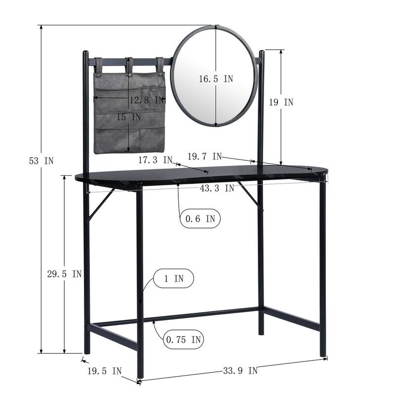 HomyLin 43.3-in Vanity Desk Modern Simple Dressing Writing Table