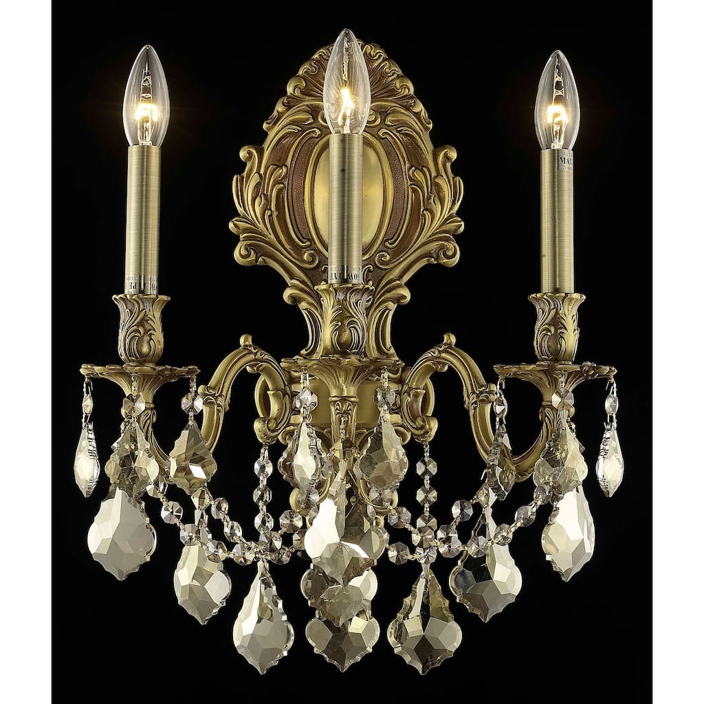 Fleur Illumination Collection Wall Sconce D:14in H:18in E:9.5in Lt:3 French Gold Finish (Royal Cut Crystals)