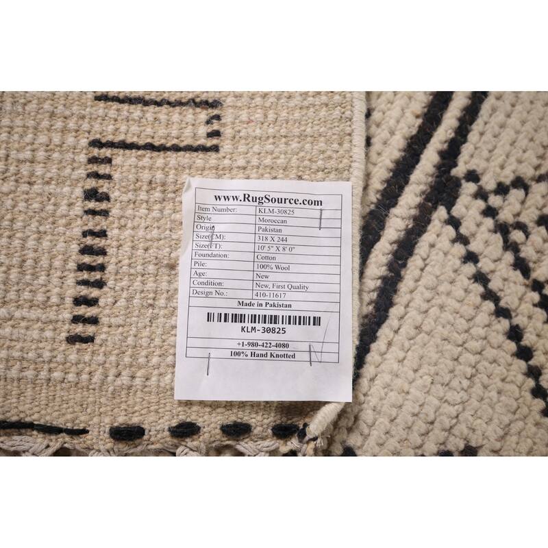 All-Over Geometric Moroccan Modern Area Rug Hand-Knotted Wool Carpet - 8'0"x 10'5"