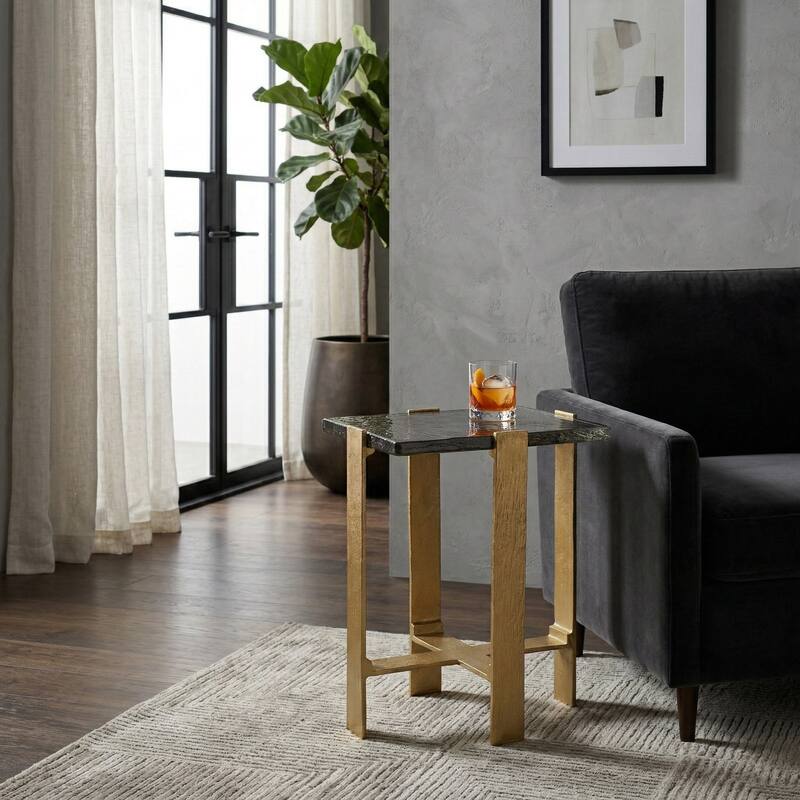 Accent Side Table with Metal Base - Gold, 22" - 22.0"