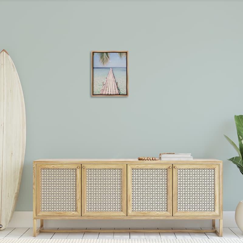 Stupell Tropical Dock on Beach Framed Floater Canvas Wall Art Design by Sisi and Seb