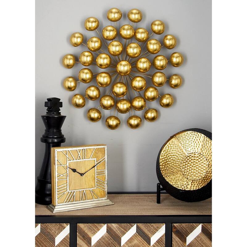 Metal Starburst Home Wall Decor with Orb Detailing - Gold - Roche River Decor
