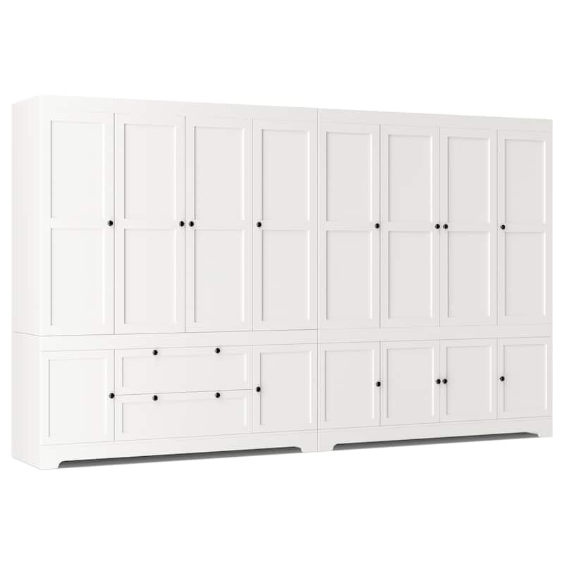Pocassy 71" H Wardrobe Closet with Drawers with Doors and Storage