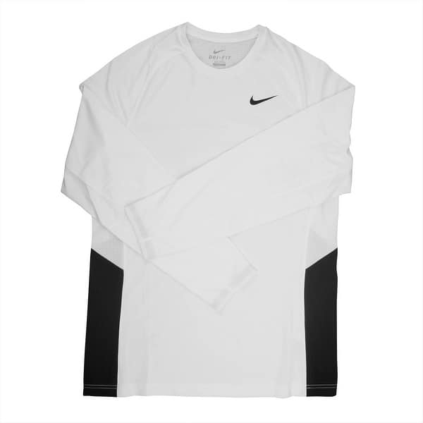 Shop Nike Dri Fit Men S Long Sleeve White Black Training Shirt Small Overstock 21293632