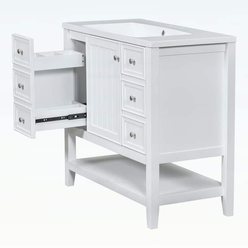 Bathroom Vanity with Sink,Cabinet,and Drawers,Open Shelf