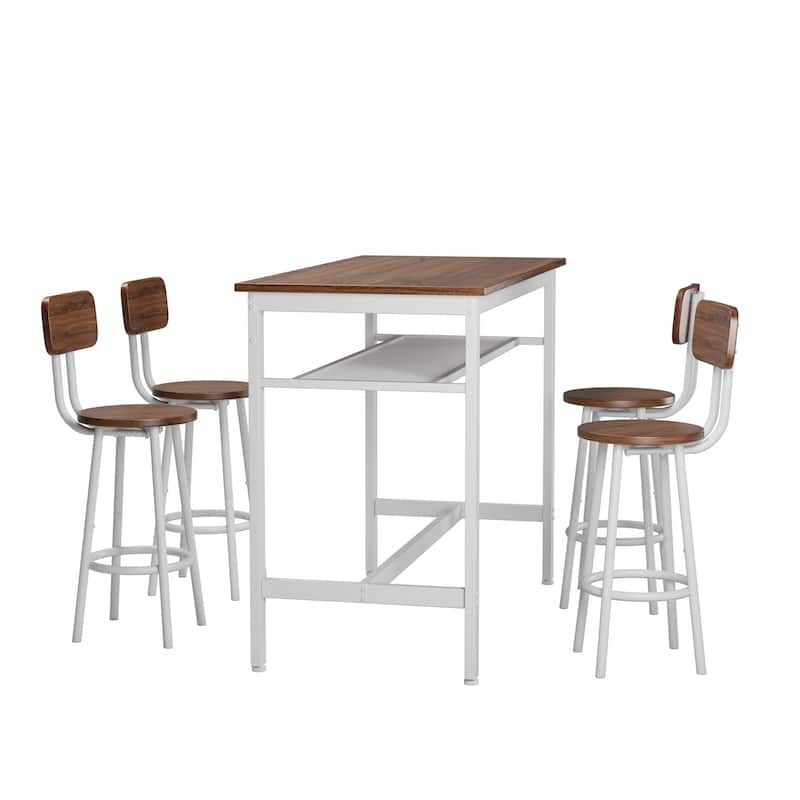 5-Piece Counter Height Bar Table Set with 4 Stools
