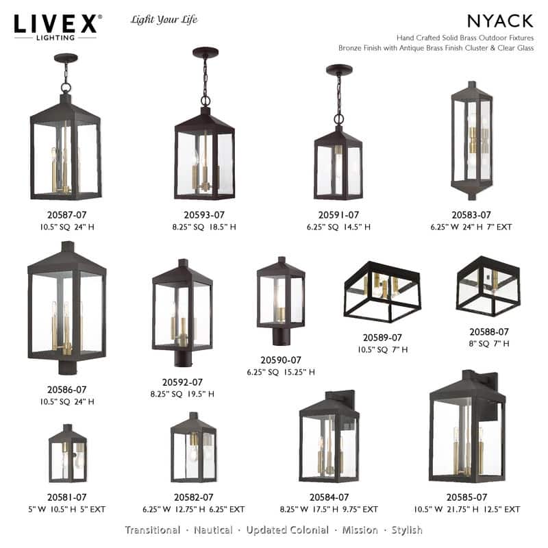Livex Lighting 1-light Bronze Outdoor Wall Lantern, 20582-07 - 6.25" W. x 12.75" H x 6.25" Ext