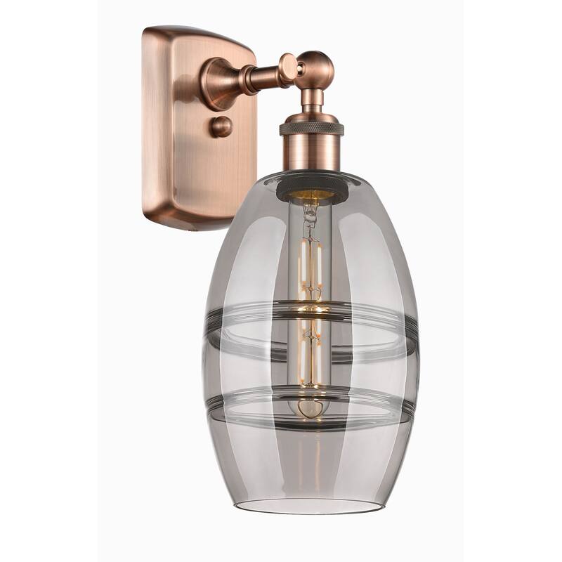 Innovations Lighting 516-1W-10-6 Vaz Sconce Vaz 10" Tall Wall Sconce - Antique Copper / Light Smoke