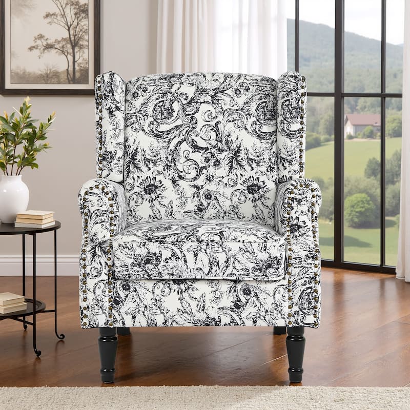Patterned Upholstered Accent Chair for Living Room